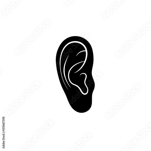 Flat Black Silhouette Vectors of Human Body and Internal Organs on White Background