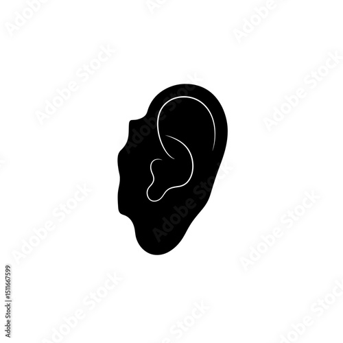 Flat Black Silhouette Vectors of Human Body and Internal Organs on White Background