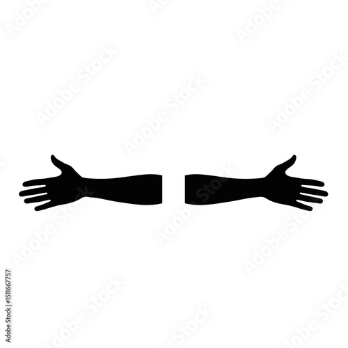 Flat Black Silhouette Vectors of Human Body and Internal Organs on White Background