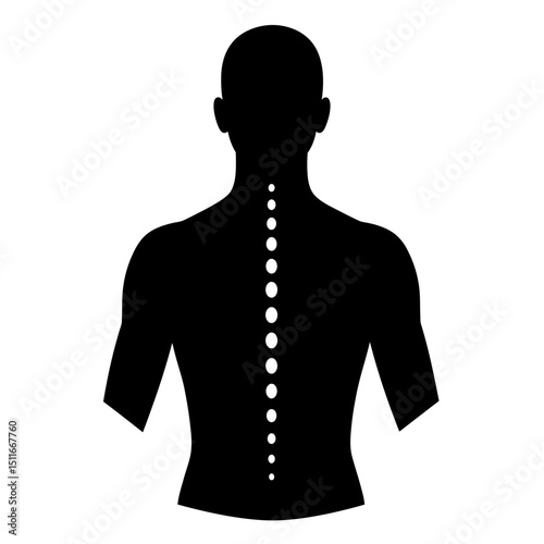 Flat Black Silhouette Vectors of Human Body and Internal Organs on White Background