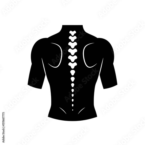 Flat Black Silhouette Vectors of Human Body and Internal Organs on White Background