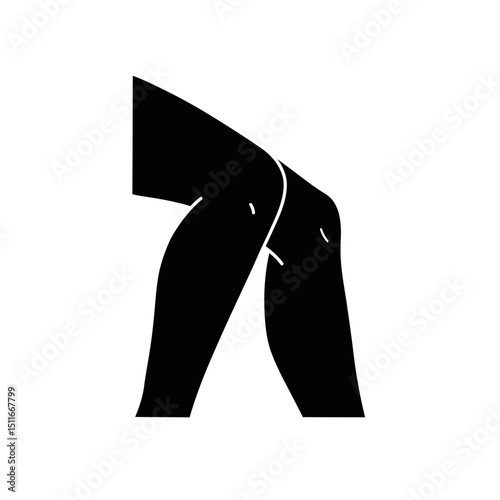 Flat Black Silhouette Vectors of Human Body and Internal Organs on White Background