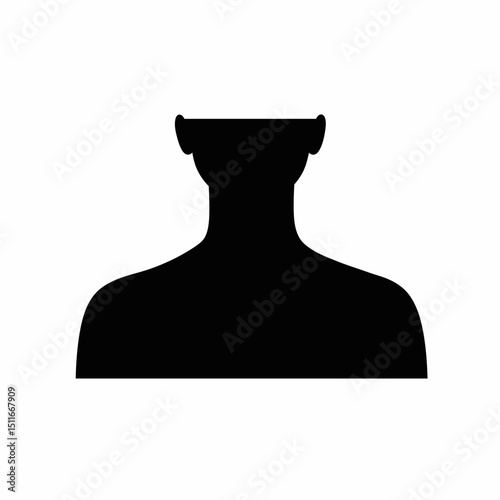 Flat Black Silhouette Vectors of Human Body and Internal Organs on White Background