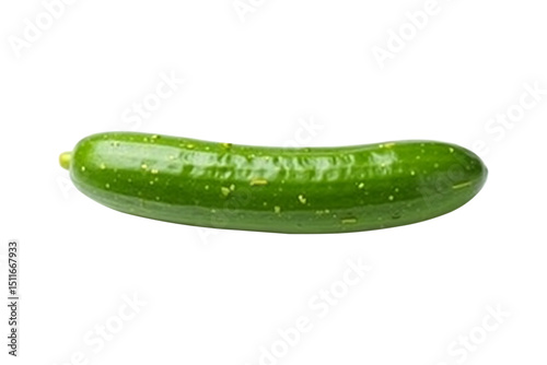 Fresh green cucumber on white background showcasing healthy organic vegetable