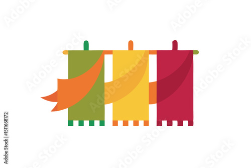 Handwoven cotton sarees with natural dyes in traditional textile style vector art illustration