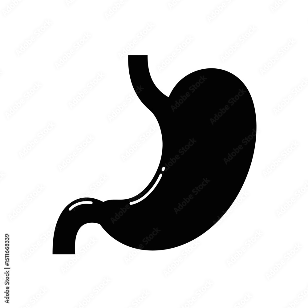 Obraz premium Flat Black Silhouette Vectors of Human Body and Internal Organs on White Background