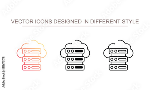 Cloud Server icon design with white background stock illustration