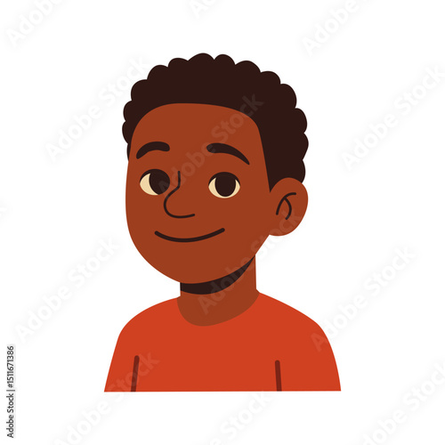 Sweet Smiling African American Child – Joyful Portrait Illustration