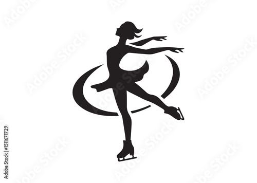Figure Skating Twirl Silhouette Vector