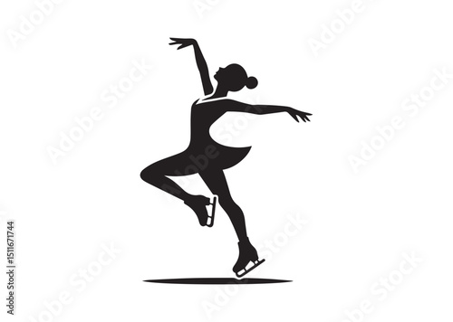 Figure Skating Twirl Silhouette Vector