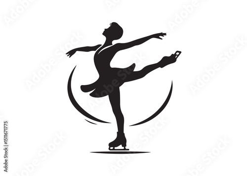 Figure Skating Twirl Silhouette Vector