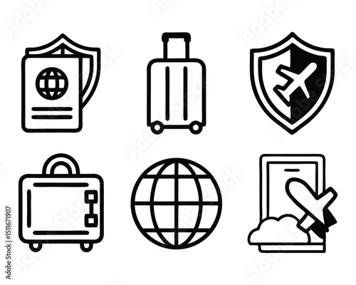 travel insurance icon set