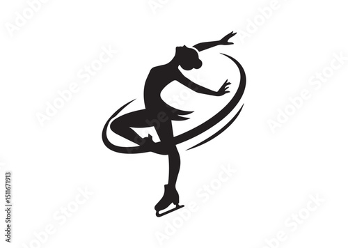 Figure Skating Twirl Silhouette Vector