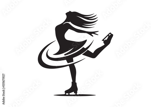 Figure Skating Twirl Silhouette Vector