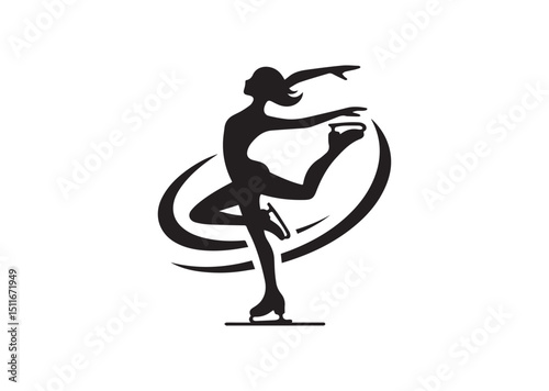Figure Skating Twirl Silhouette Vector