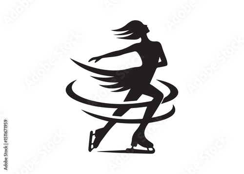 Figure Skating Twirl Silhouette Vector