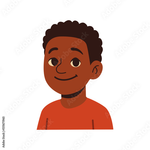 Sweet Smiling African American Child – Joyful Portrait Illustration