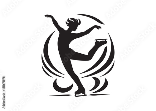 Figure Skating Twirl Silhouette Vector