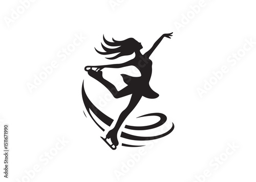 Figure Skating Twirl Silhouette Vector