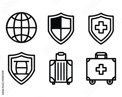 travel insurance icon set