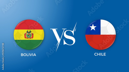  Bolivia vs Chile flag in circle for conmebol world cup and sports banner. vector illustrator