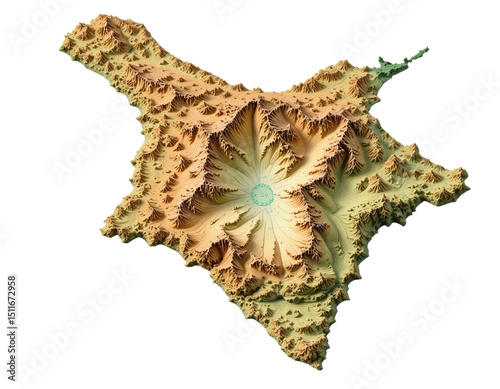 Vector topographic map of Albania with layered elevation contours.