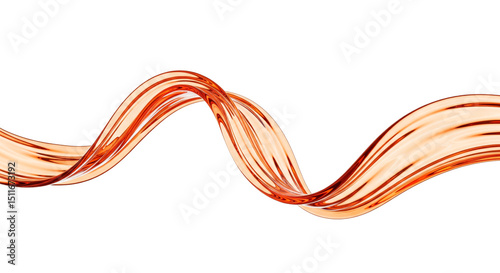 Orange liquid with gradient and reflection bends diagonally on a transparent background.