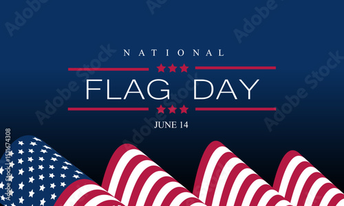 Flag Day In United States June 14 Background Vector Illustration