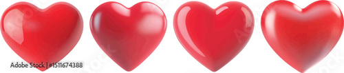 Red Hearts Vector Illustration, Isolated on White Background