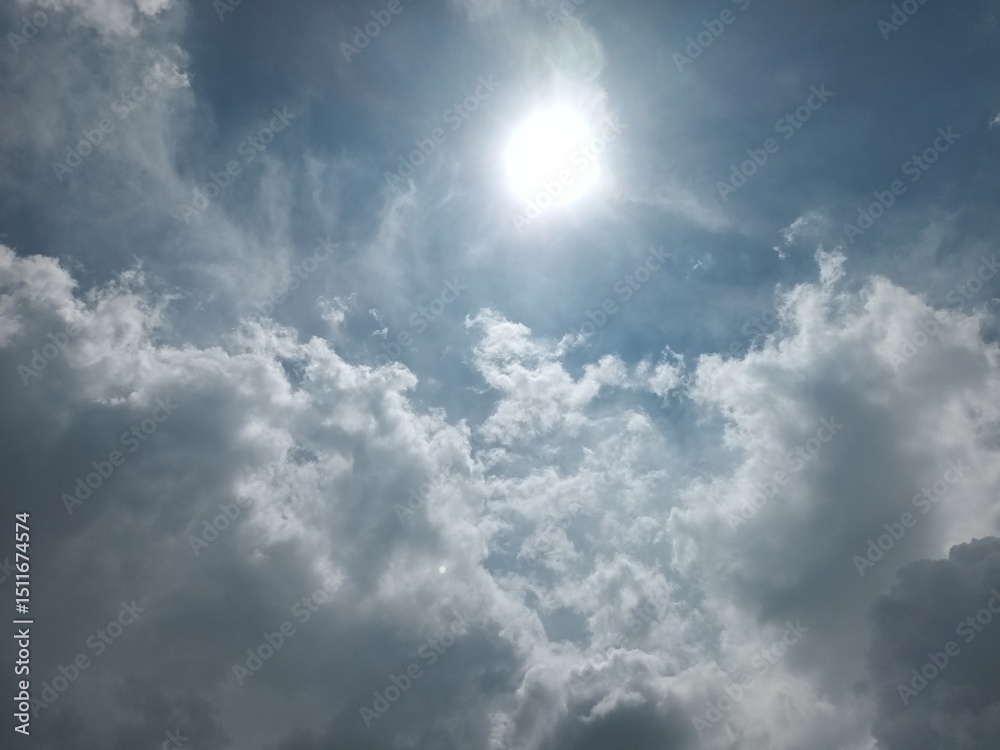 The sun shine at afternoon and blue sky with clouds The sun shine at afternoon and blue sky with clouds
