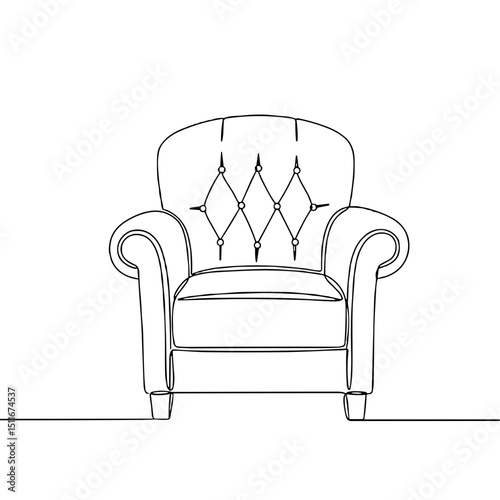 Armchair, comfort and style, minimalist line art, furniture design element