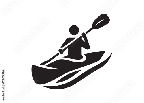 A man kayaking Silhouette Vector