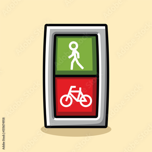 Traffic Light Two Colored Pedestrian and Bicycle Vibrant Simple Vector