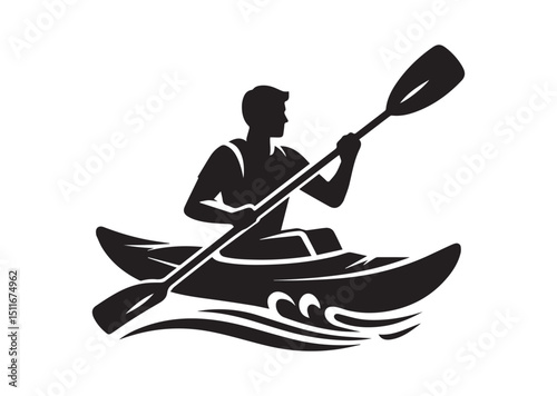 A man kayaking Silhouette Vector