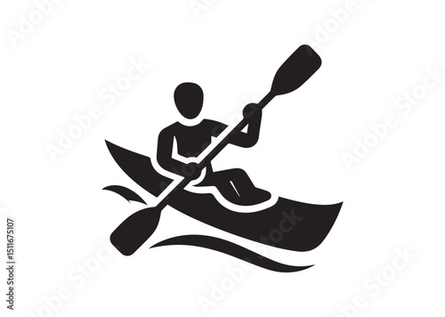 A man kayaking Silhouette Vector