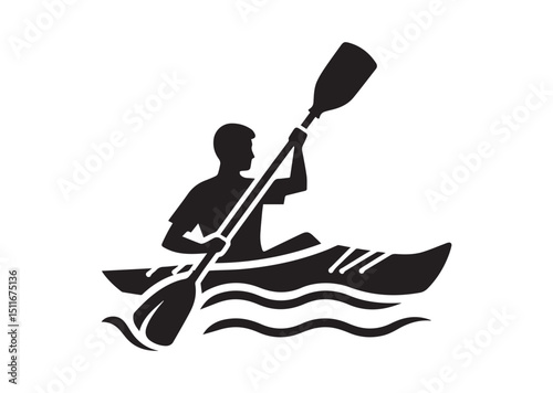 A man kayaking Silhouette Vector