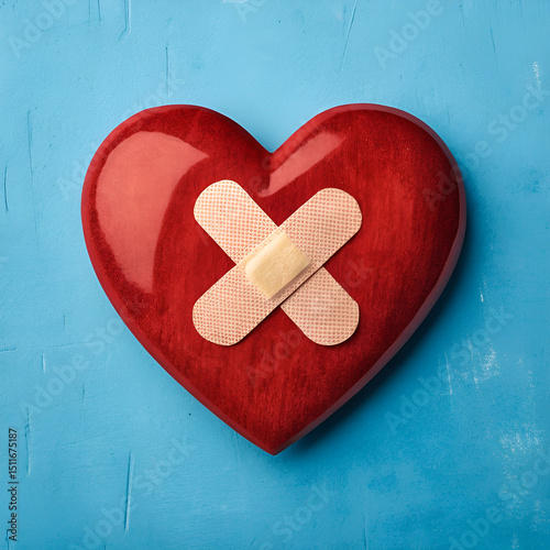 red heart on wooden background