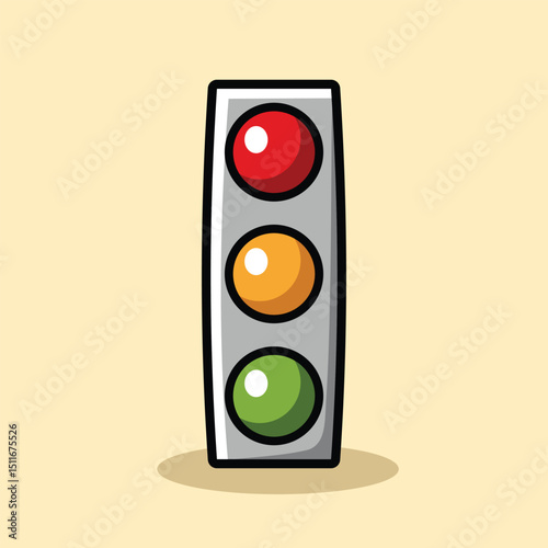 Traffic Light Classic Red Yellow Green Simple Vibrant Vector