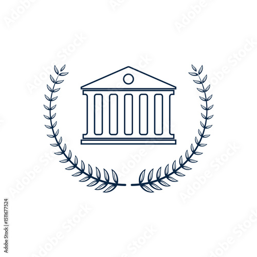 Bank, Government building, minimalist vector logo illustration