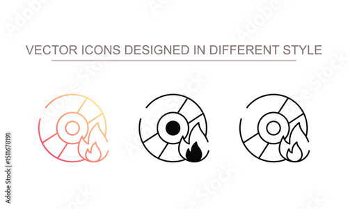 Burning Disc icon design with white background stock illustration