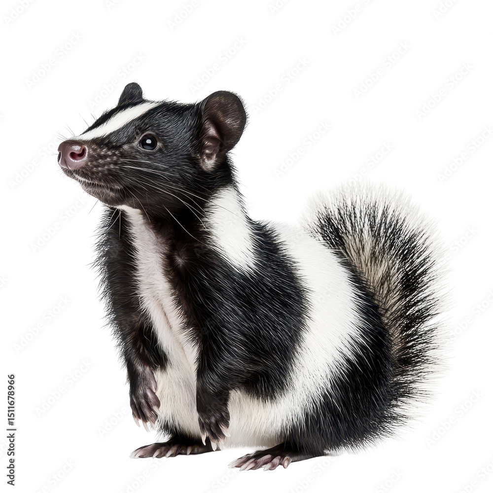 Obraz premium Unique animal with striking black and white fur stands alert in a studio setting