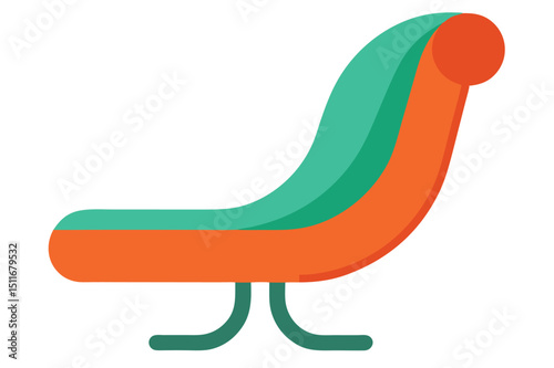 Curved ergonomic chair with asymmetrical backrest in modern furniture vector art illustration