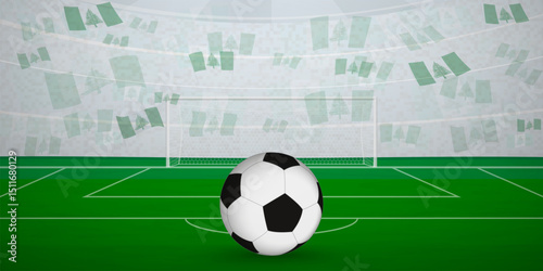 Norfolk Islander Football Arena Full of Fans with National Flags, Sports Event Illustration.