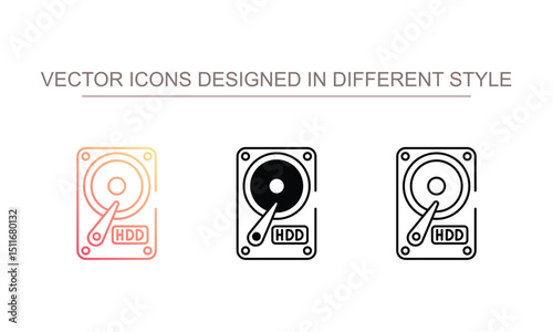 HDD icon design with white background stock illustration