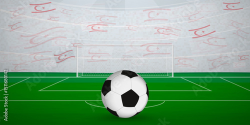 Northern Cypriot Football Arena Full of Fans with National Flags, Sports Event Illustration.