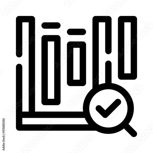 Magnifying Glass Over Graph line icon