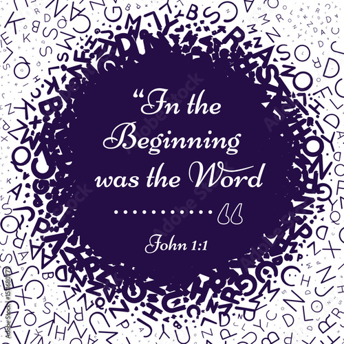 Quotes bible. In the beginning was the word. Vector illustration