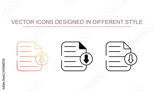 Document Download icon design with white background stock illustration