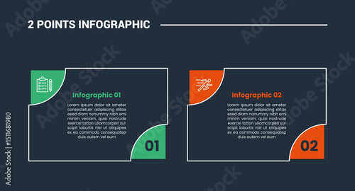 comparison choice infographic process diagram with big box and curve edge with outline style vector