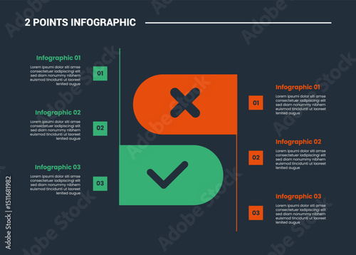 comparison choice infographic process diagram with round rectangle opposite direction with outline style vector